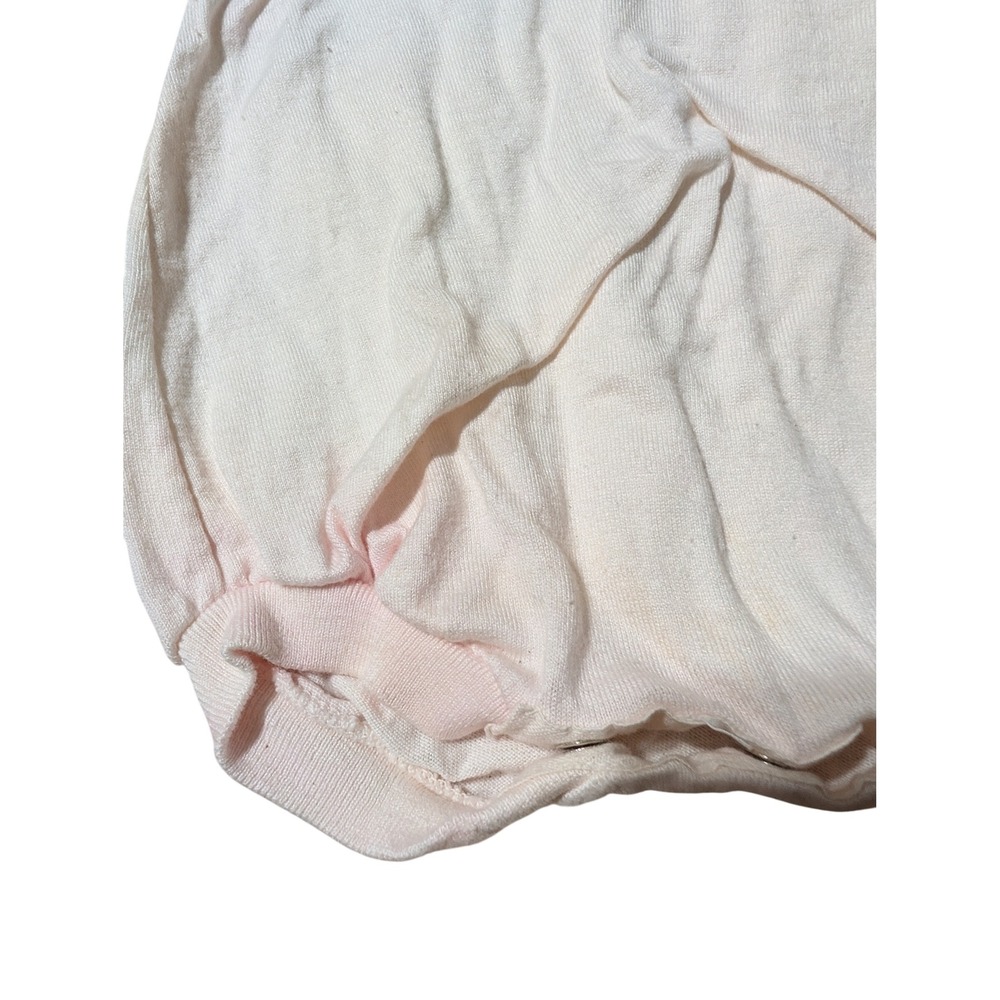 Vintage Baby Romper Bodysuit Short Sleeve Floral Embroidery Beige newborn A1 - Picture 5 of 5